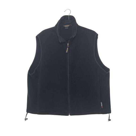 Woolrich Mens M Black Polyester Full Zip Fleece Vest Drawstring Hem Polartec - Picture 1 of 8